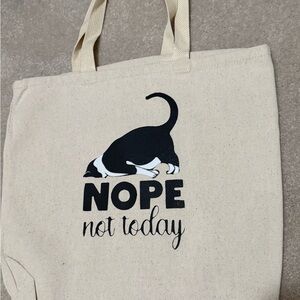 Playful Cat Canvas Tote - Black and Cream